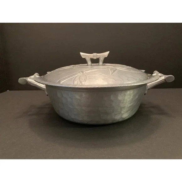 Vintage Everlast Aluminum "Bali Bamboo" 1948-1959 Casserole w/ Pyrex Insert MCM - Picture 5 of 15
